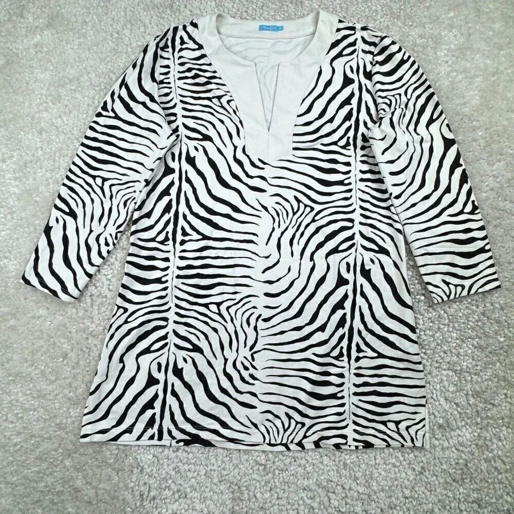 J McLaughlin Zebra Print Stretchy Tunic Top